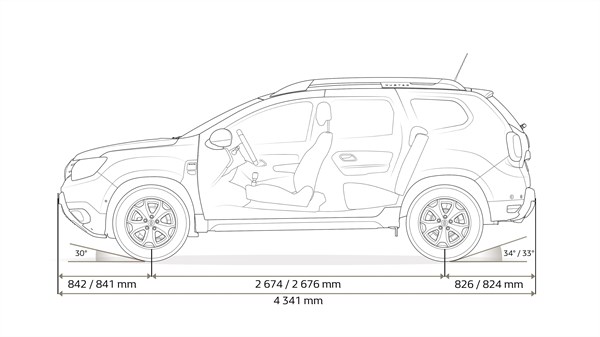 Renault DUSTER - Vue de profil avec dimensions
