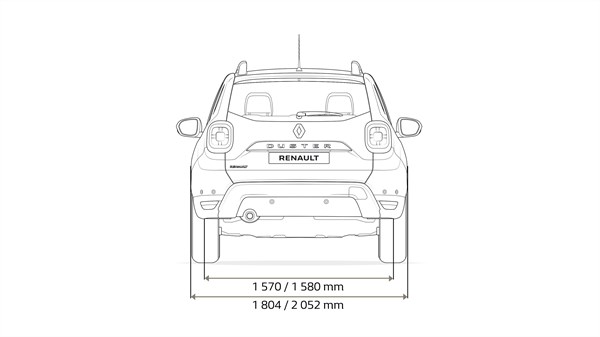 Renault DUSTER - vue arrière dimensions