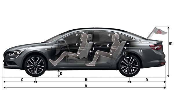 Renault TALISMAN - Vue de profil avec dimensions